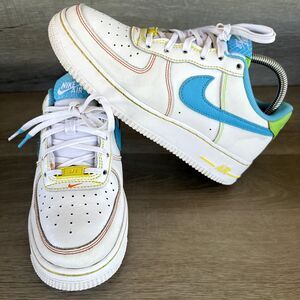 Nike Air Force 1 LV8 BG Sneakers Shoes size 6Y White / Blue / Green Fj4614-100